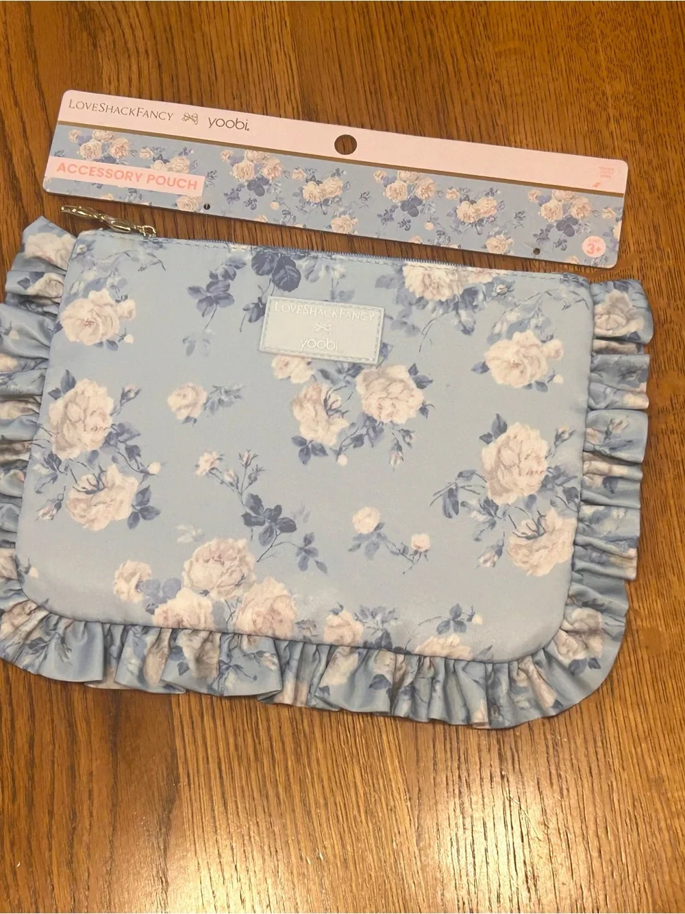 LoveShackFancy x Target Yoobi Powder Blue Floral Ruffle Pencil Pouch
